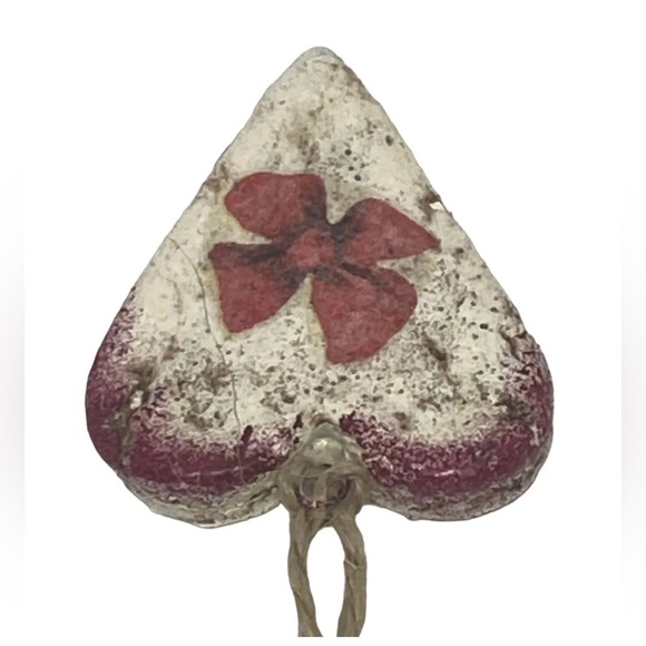 Handcrafted Retro Heart Christmas Salt Dough Ornament Red Bow Design Ukraine - Picture 6 of 16